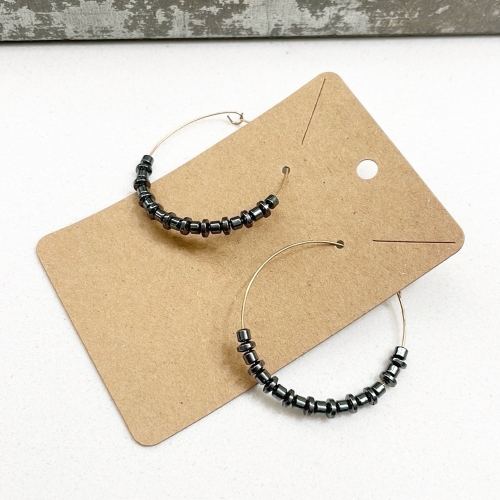 Gunmetal hoop hand made earrings